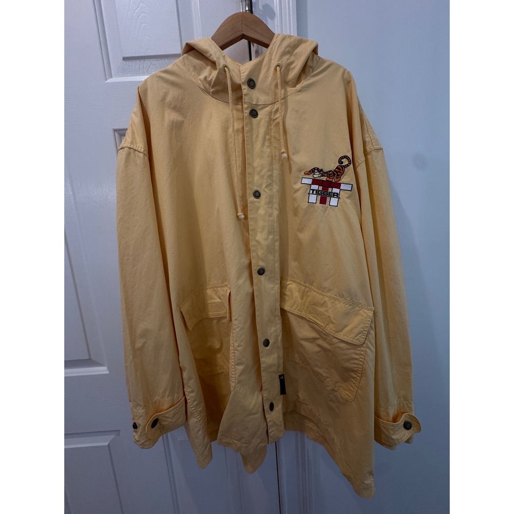 Vintage Disney Store Tigger Hooded Jacket Mens XXL Yellow Cotton Windbreaker 90s